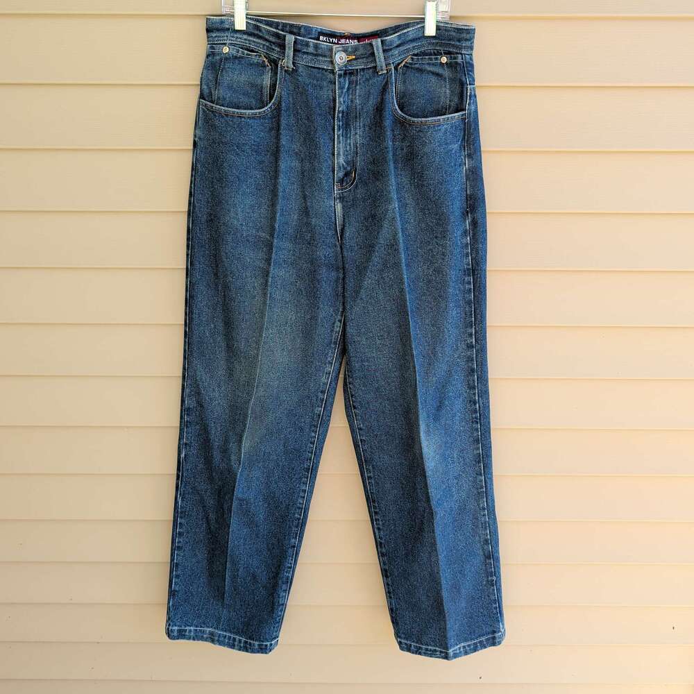 BKLYN Jeans Mens 34 Blue Baggy Wide Leg Denim Skater 90s Style